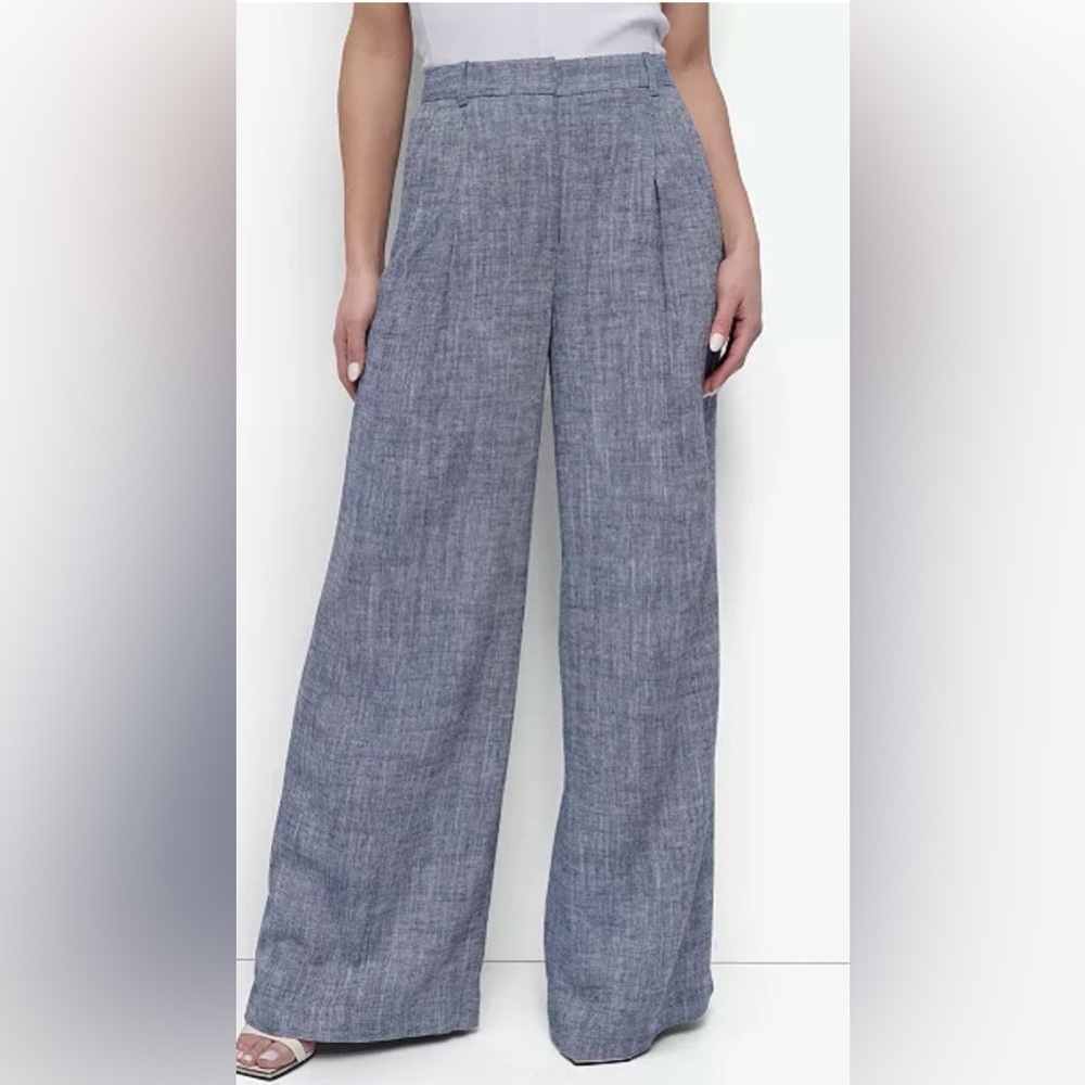 CLUB MONACO Wide Leg Linen-Blend Pants in Heather Gray Size 4 - Picture 2 of 15